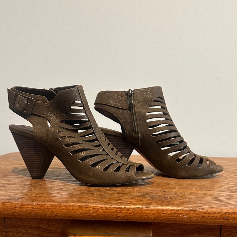 Vince Camuto Eliana Olive Green Cutout Heeled Sandals